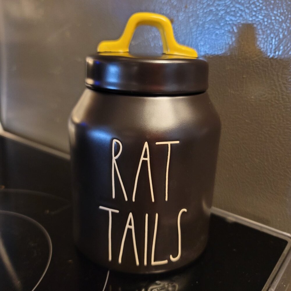Rae Dunn RAT TAILS Halloween Black Canister